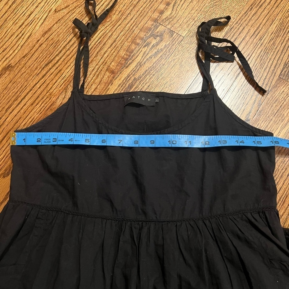 Hatch | Black Maternity Dress Tiered Pockets Spaghetti Strap Tie Sz 1/S - Picture 8 of 10